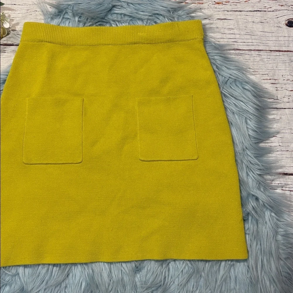 Anthropologie Flat White Mustard Yellow Pocket Mini Skirt
